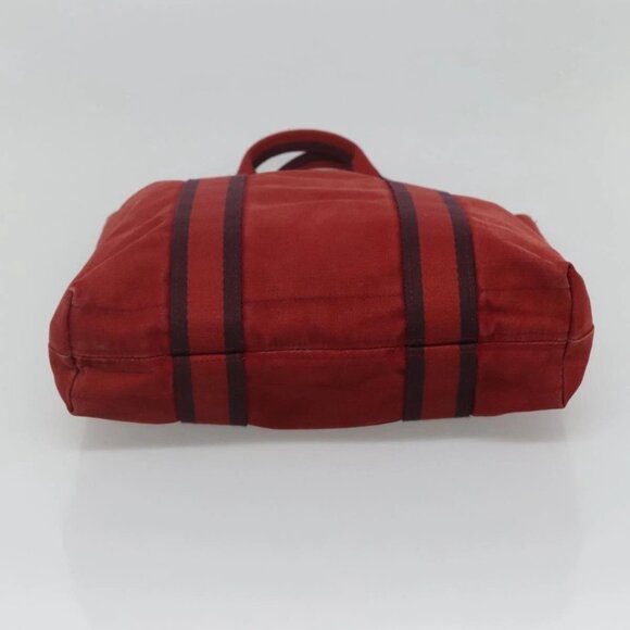 HERMES Fourre Tout cabas Tote Bag Canvas Red Navy Auth bs24477 - Picture 6 of 16
